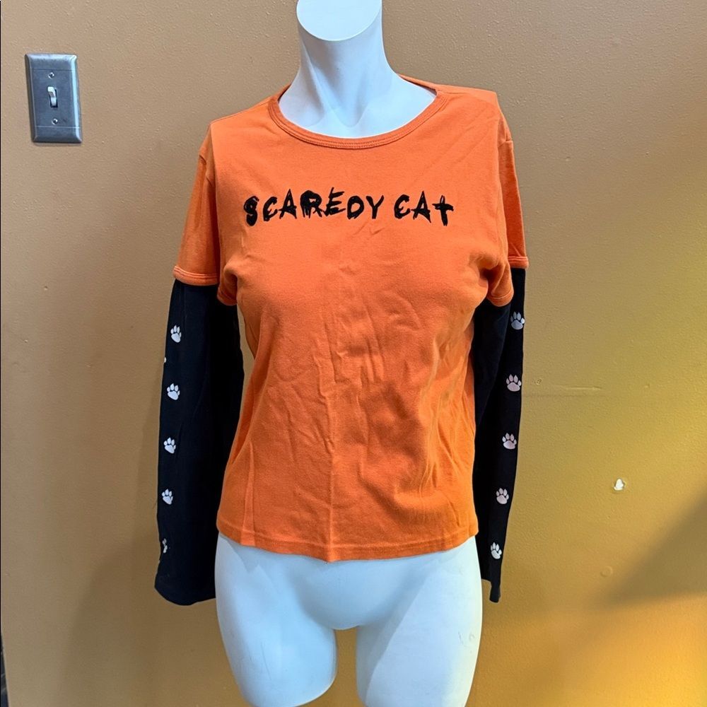 Vintage (2004) Old Navy Scaredy Cat Halloween Shirt. Girls / Child XXL